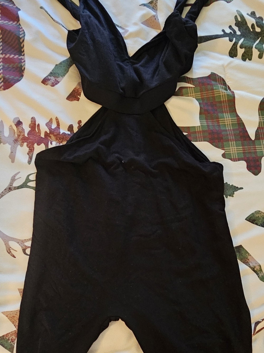 H&M Black Shorts Bodysuit With Back & Side Cutouts.